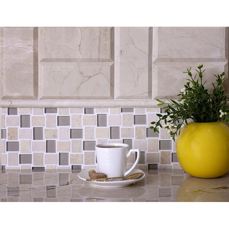 Beige and Yellow Polished Marble Subway Tile 3" x 6"