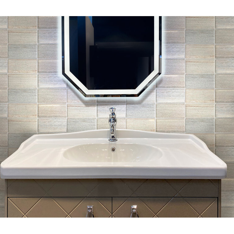 Wooden Beige 3" x 6" Beveled Marble Subway Tile
