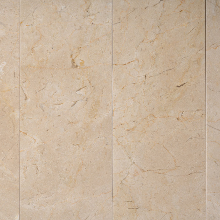 Beige and White Polished Marble 4" x 12" Subway Tile