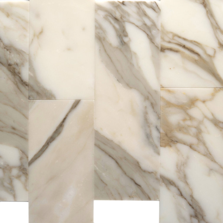 4" x 12" Polished White Marble Subway Tile