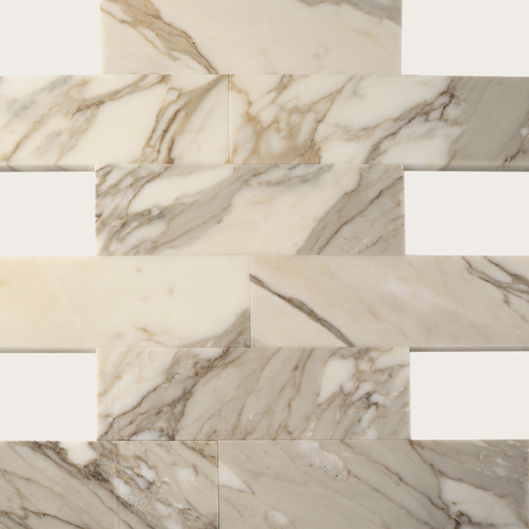4" x 12" Polished White Marble Subway Tile