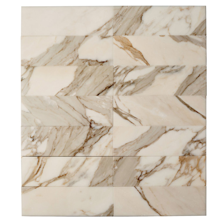 4" x 12" Polished White Marble Subway Tile
