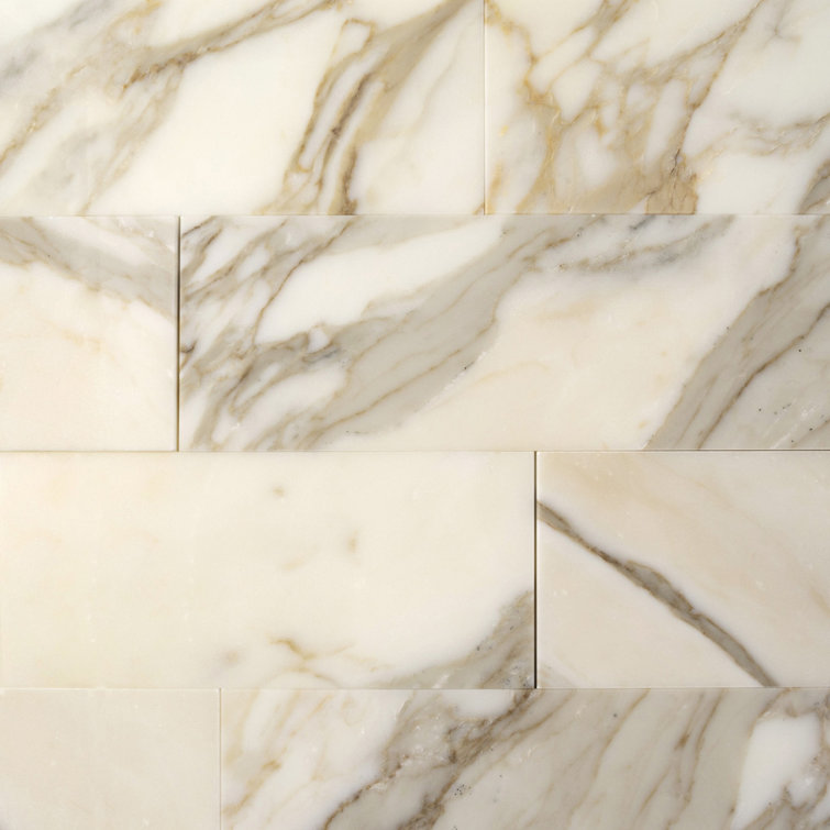 4" x 12" Polished White Marble Subway Tile