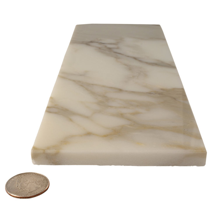 4" x 12" Polished White Marble Subway Tile