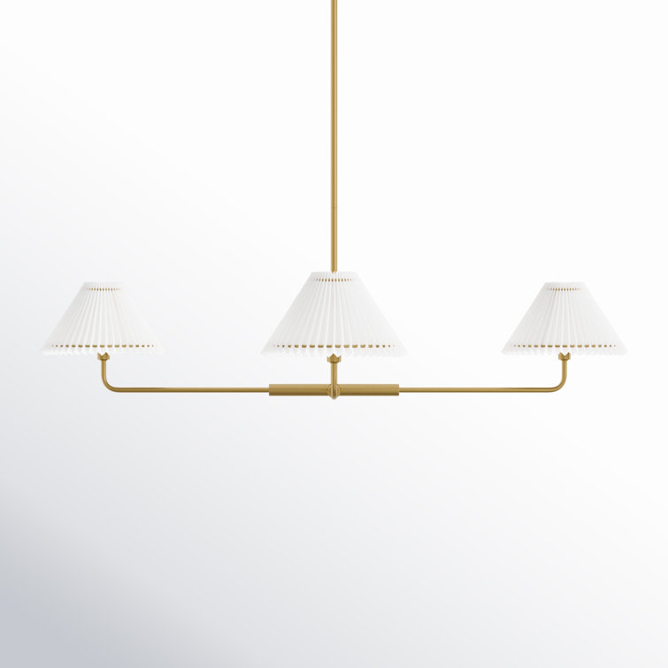 Natural Brass 4-Light Sputnik Chandelier with White Linen Shades