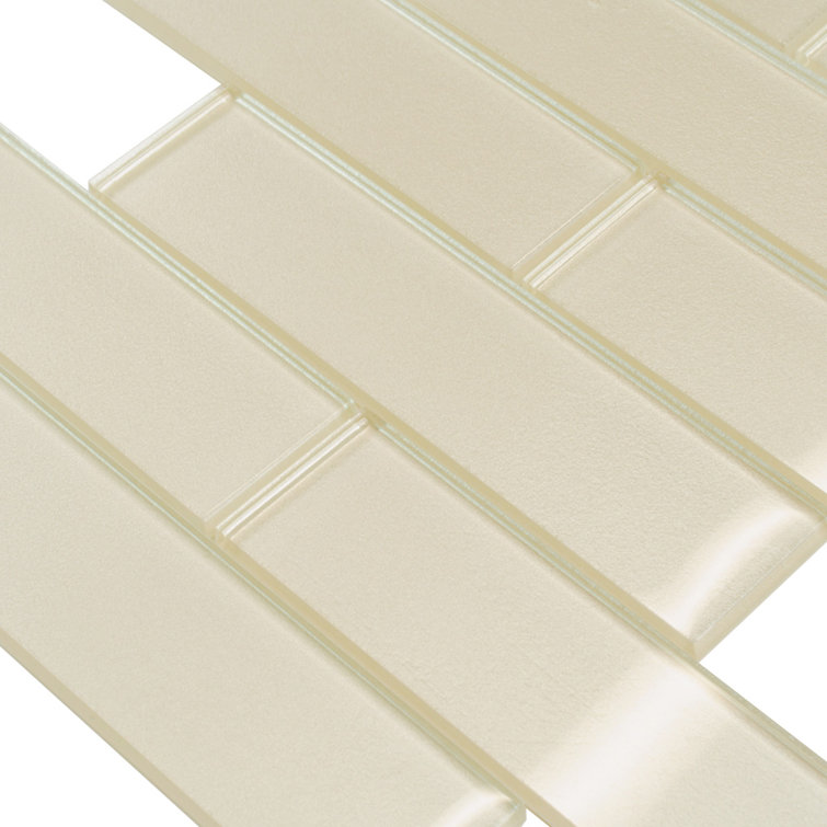 White 2x8 Glass Subway Mosaic Tile