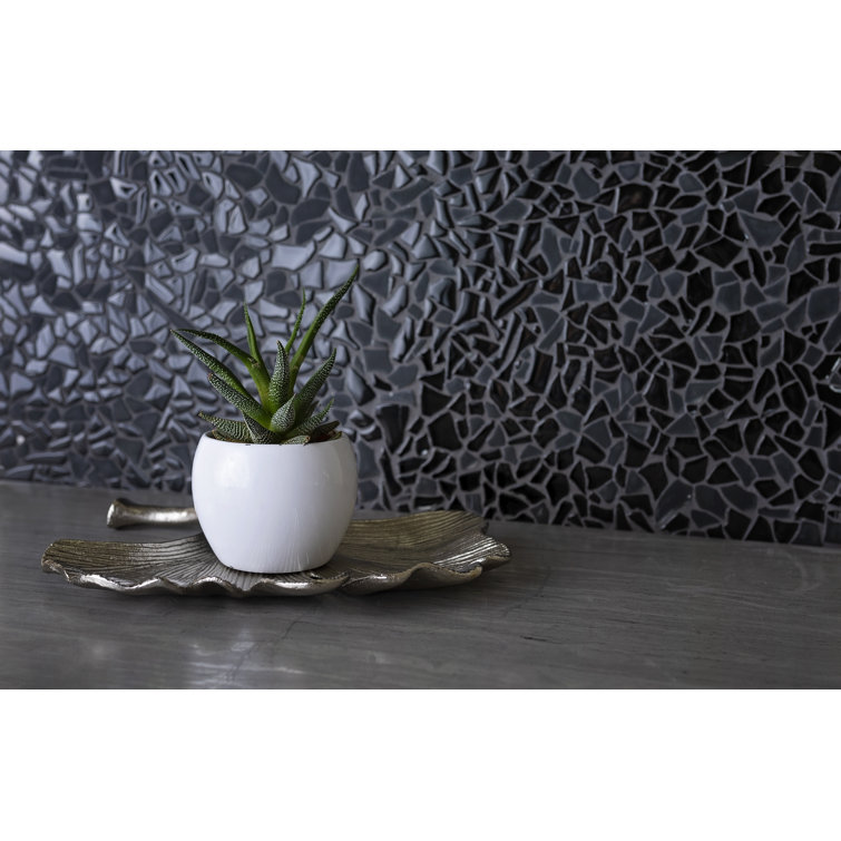 Black Irregular Glass Pebble Mosaic Tile for Walls and Floors