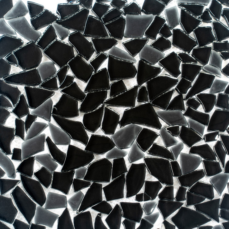 Black Irregular Glass Pebble Mosaic Tile for Walls and Floors