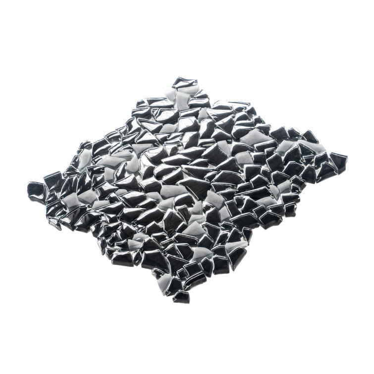 Black Irregular Glass Pebble Mosaic Tile for Walls and Floors