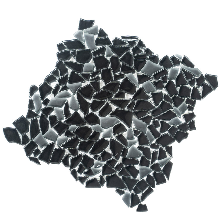 Black Irregular Glass Pebble Mosaic Tile for Walls and Floors