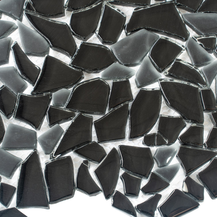 Black Irregular Glass Pebble Mosaic Tile for Walls and Floors