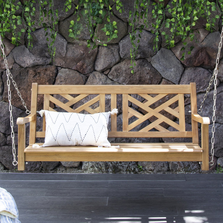 Isla Natural Teak Wood Chippendale Porch Swing