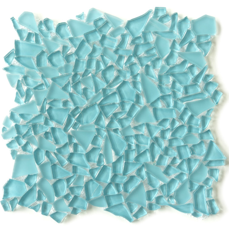 Blue Matte Glass Pebble Mosaic Tile for Bathroom and Kitchen
