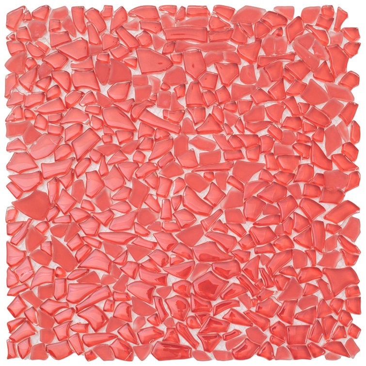 Ruby Red Glass Pebble Mosaic Tile for Kitchen and Bathroom