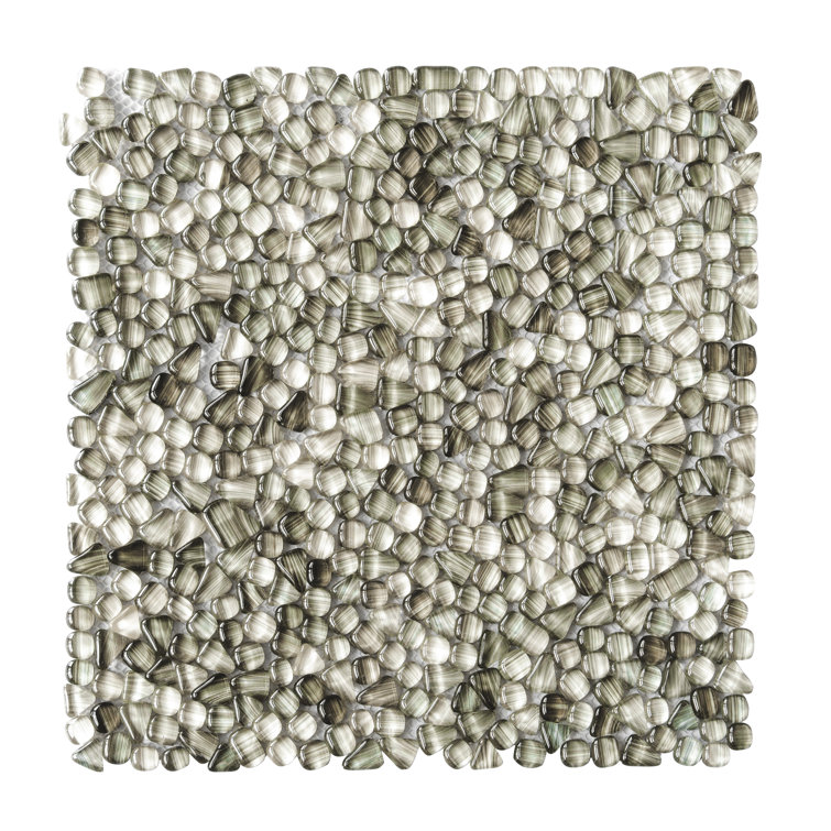 Gray Pebble Polished Glass Mosaic Tile for Kitchen and Bathroom