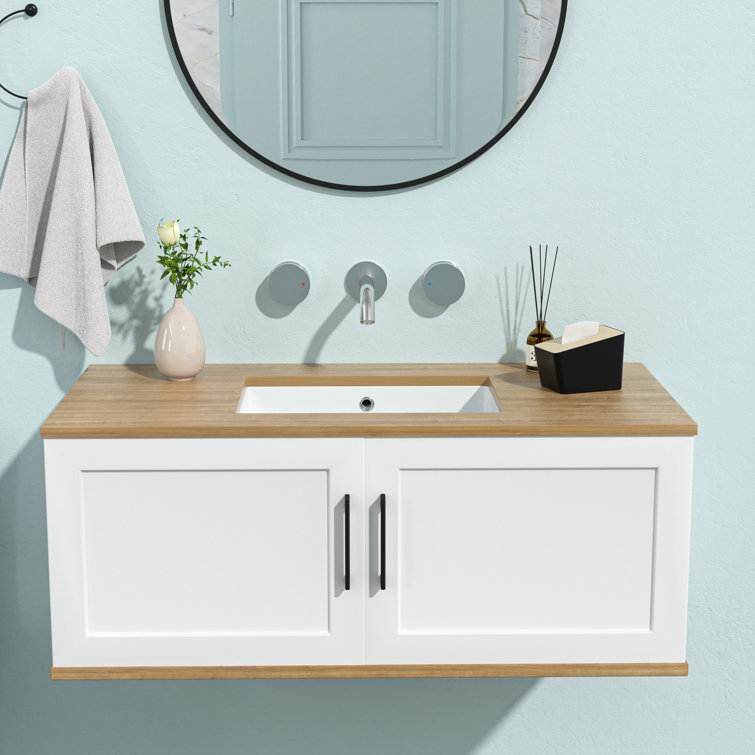 19.5 Inch White Ceramic Undermount Rectangular Bathroom Sink