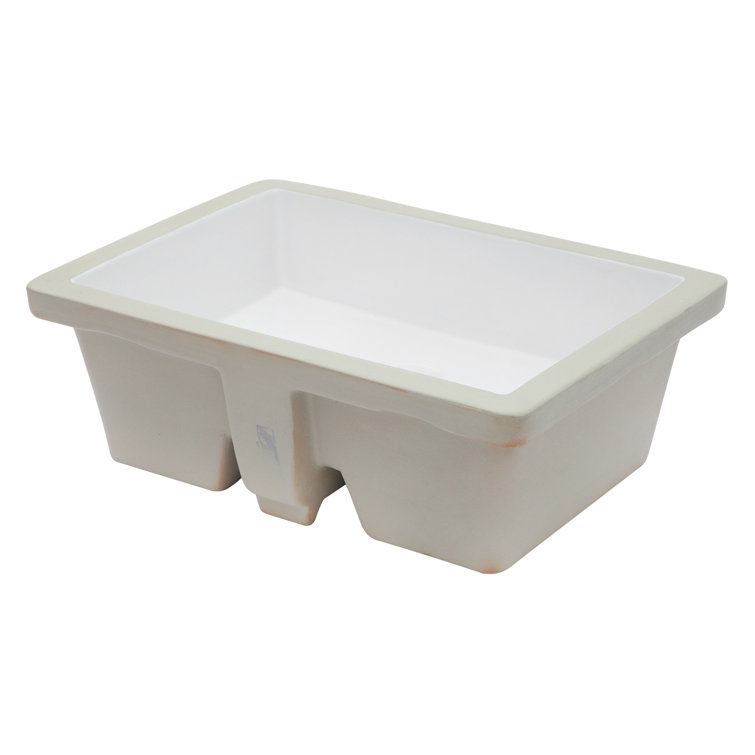 19.5 Inch White Ceramic Undermount Rectangular Bathroom Sink