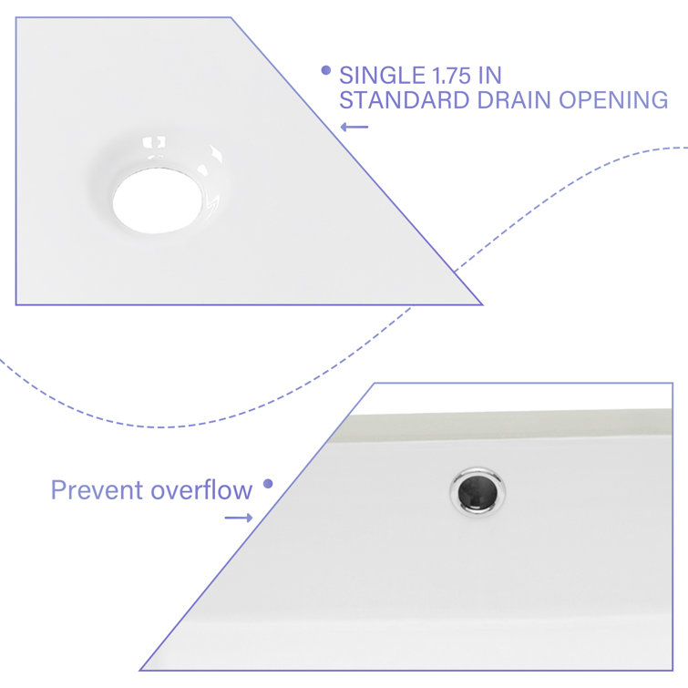 19.5 Inch White Ceramic Undermount Rectangular Bathroom Sink