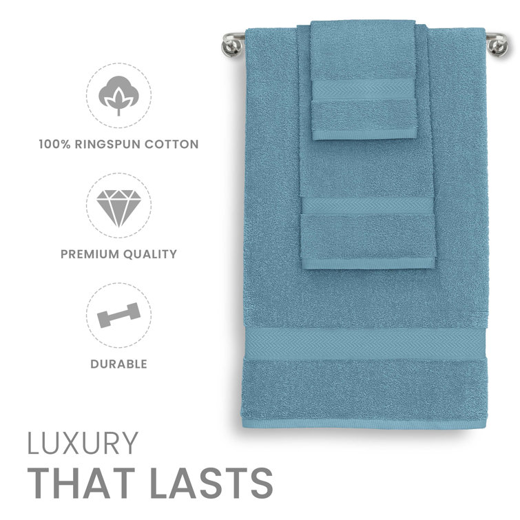 Island Blue Cotton 6-Piece Hand and Bath Towel Set