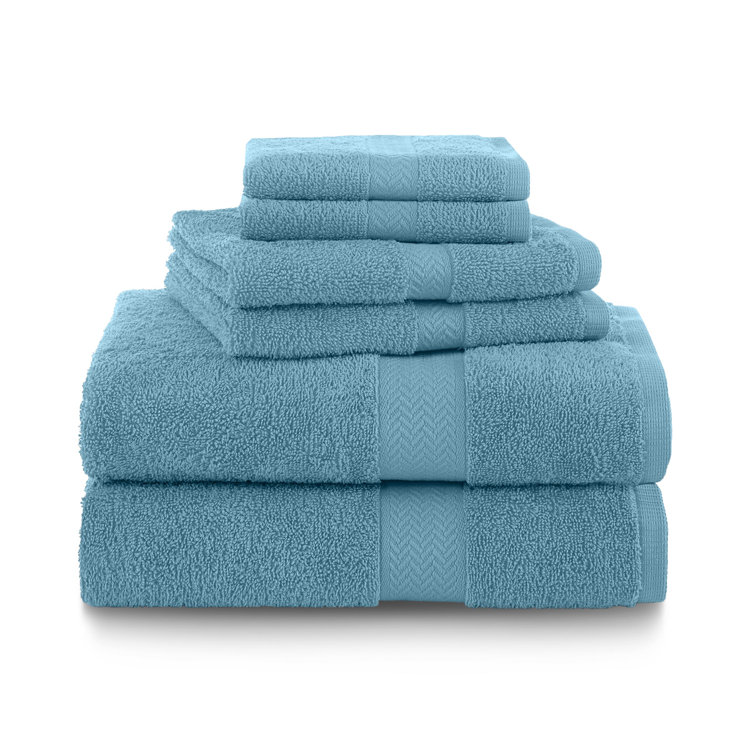 Island Blue Cotton 6-Piece Hand and Bath Towel Set