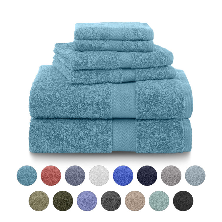 Island Blue Cotton 6-Piece Hand and Bath Towel Set