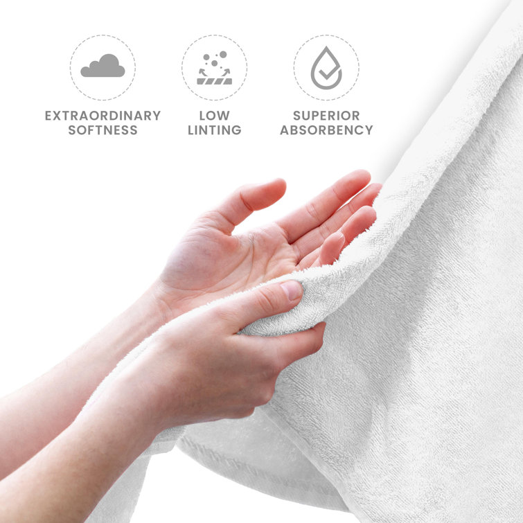 Oversized White Cotton Hand Towel Set of Six