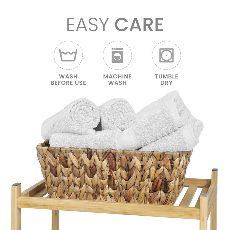 Oversized White Cotton Hand Towel Set of Six