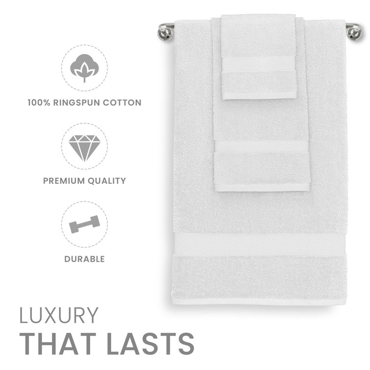 Oversized White Cotton Hand Towel Set of Six
