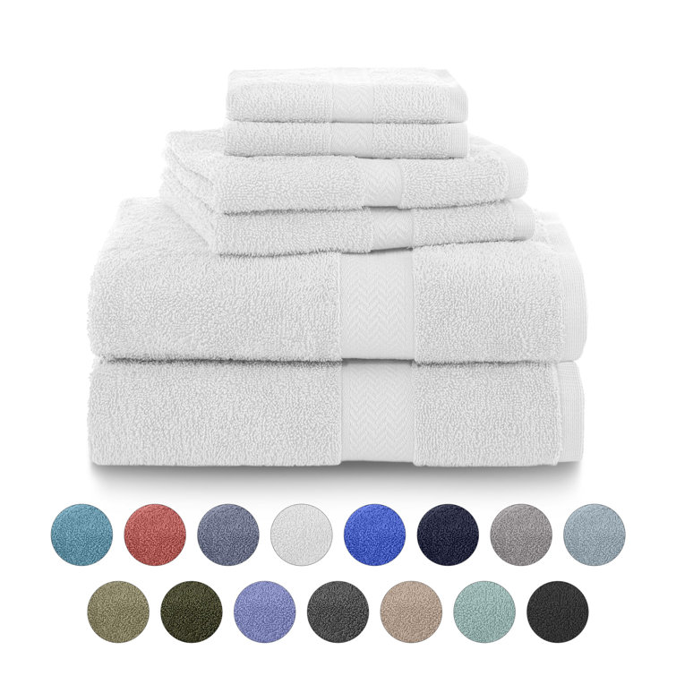 Oversized White Cotton Hand Towel Set of Six