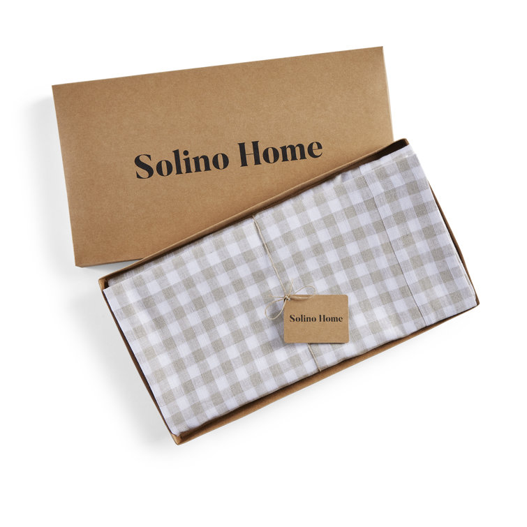 Natural Gingham 60 x 90 Inch Linen Rectangular Tablecloth