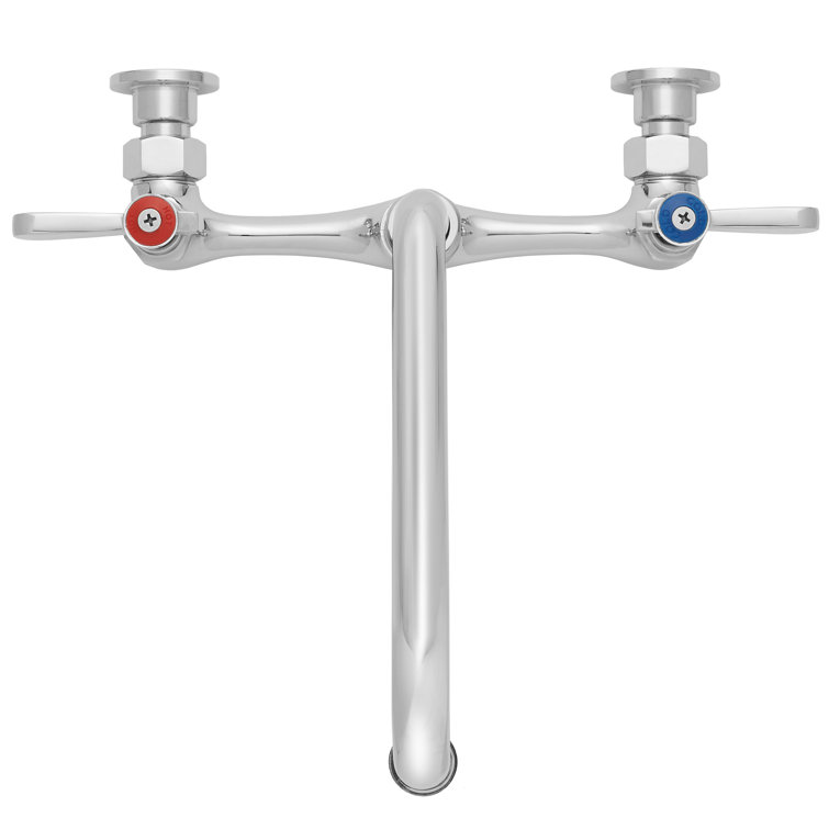 Chrome Wall Mounted Dual Lever Bathroom Faucet