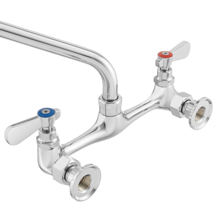 Chrome Wall Mounted Dual Lever Bathroom Faucet