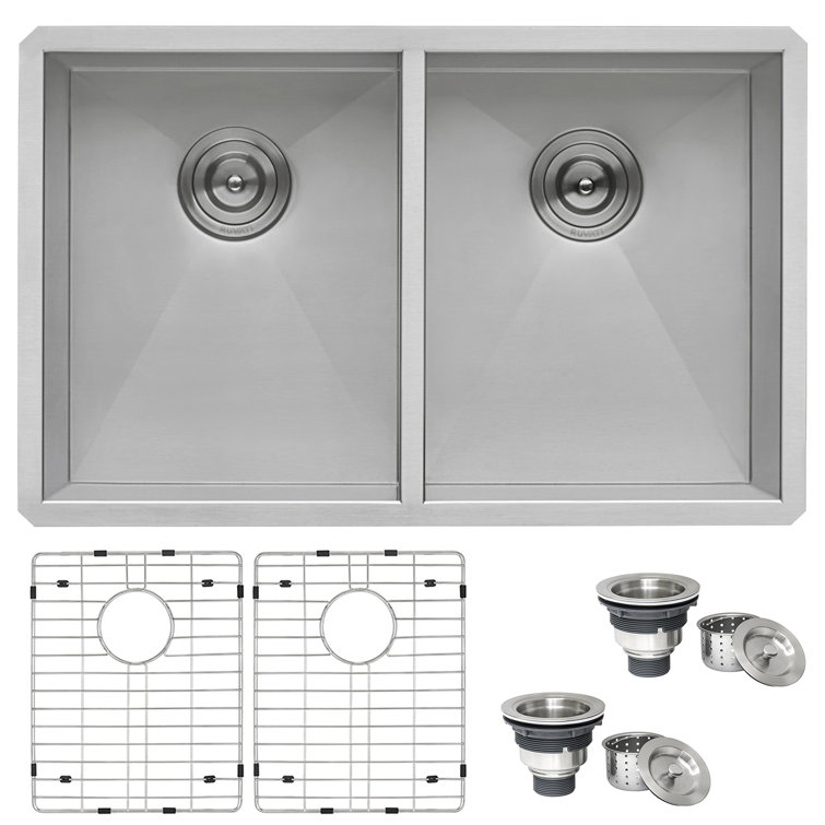 Ruvati 30-Inch Stainless Steel Double Bowl Undermount Kitchen Sink