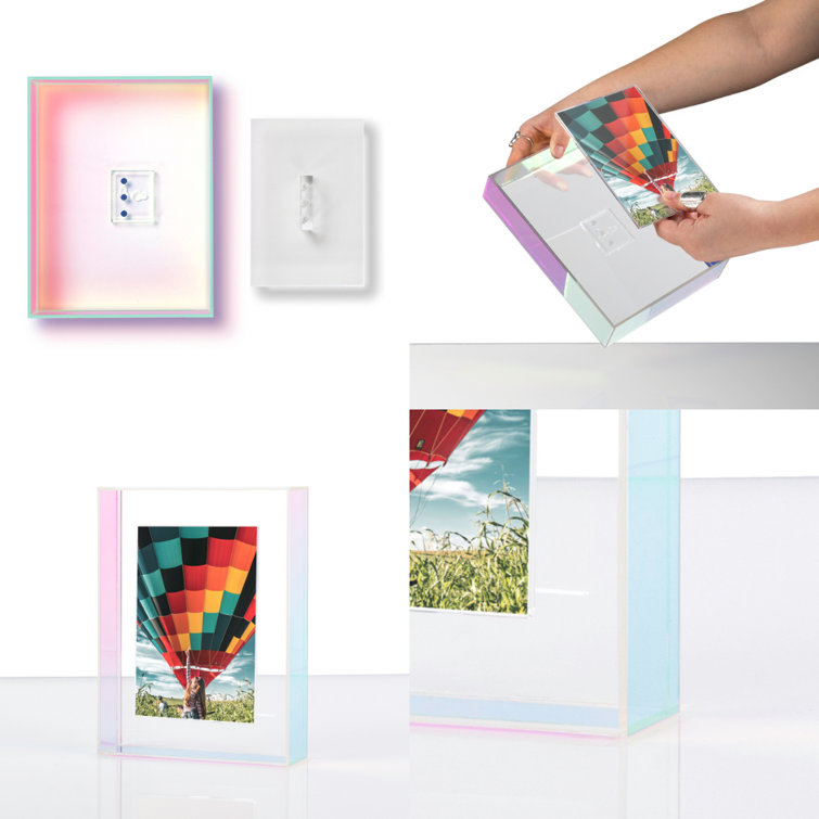 5x7 Rainbow Acrylic Floating Tabletop and Wall Frame