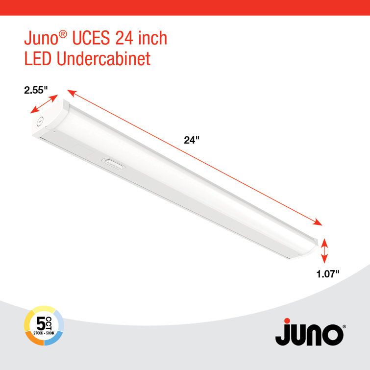 24-Inch Gloss White Metal LED Under Cabinet Light Bar
