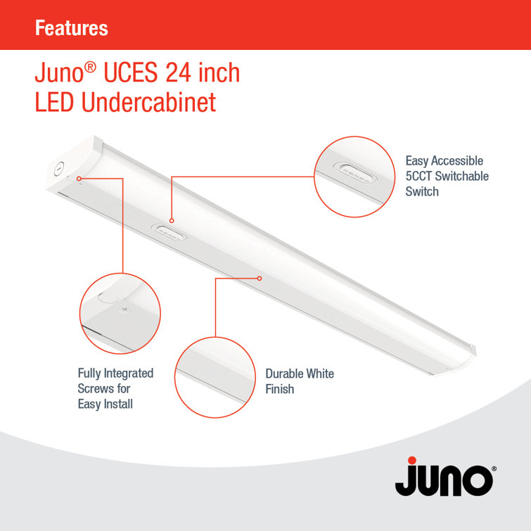 24-Inch Gloss White Metal LED Under Cabinet Light Bar