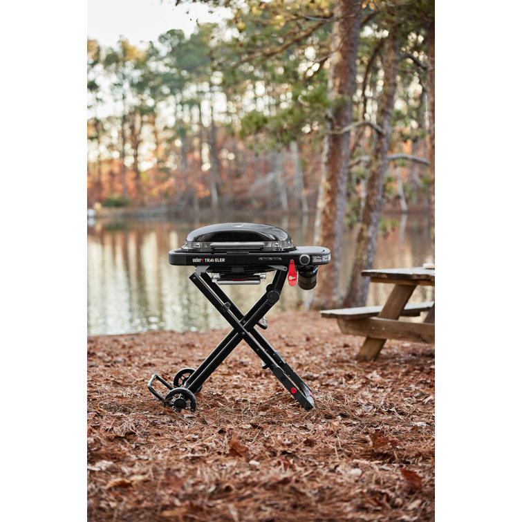 Compact Black Propane Gas Portable Grill with Lid Lock