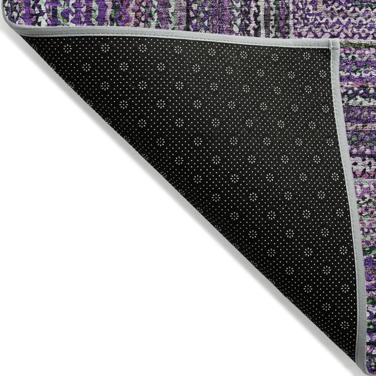 Purple Rectangular Flat Woven Synthetic Indoor/Outdoor Rug