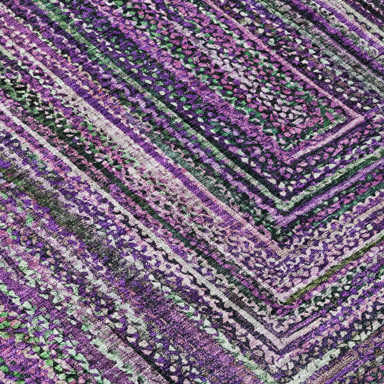 Purple Rectangular Flat Woven Synthetic Indoor/Outdoor Rug
