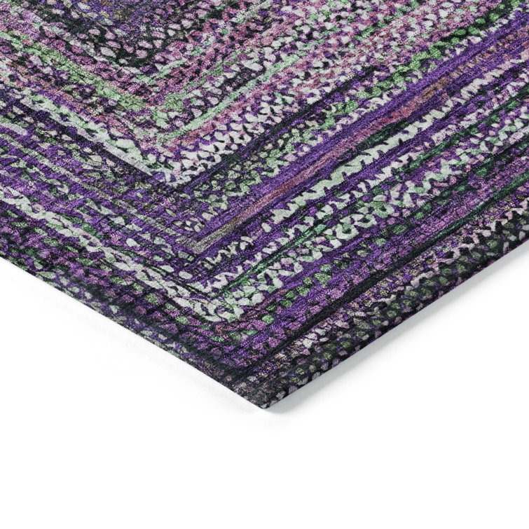 Purple Rectangular Flat Woven Synthetic Indoor/Outdoor Rug