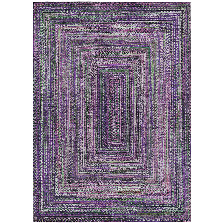Purple Rectangular Flat Woven Synthetic Indoor/Outdoor Rug
