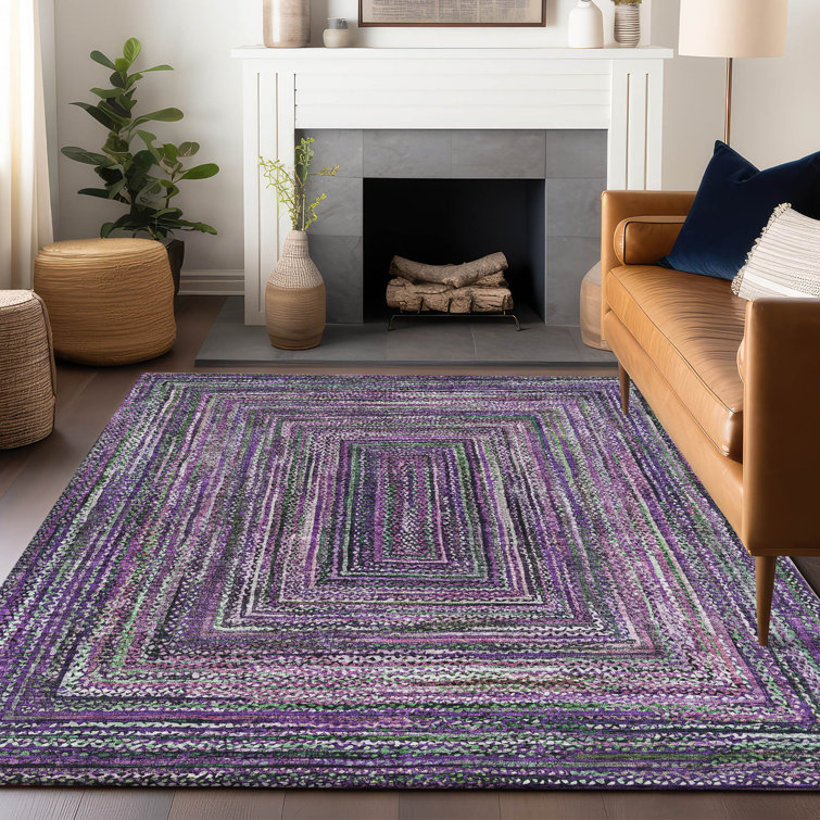 Purple Rectangular Flat Woven Synthetic Indoor/Outdoor Rug