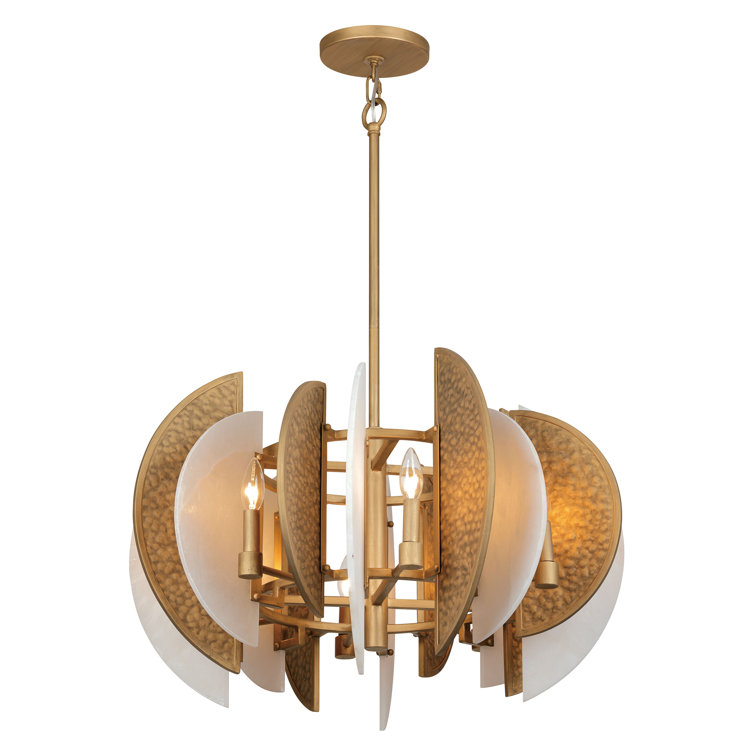 Ashen Gold 8-Light Chandelier with Alabaster Stone Shades