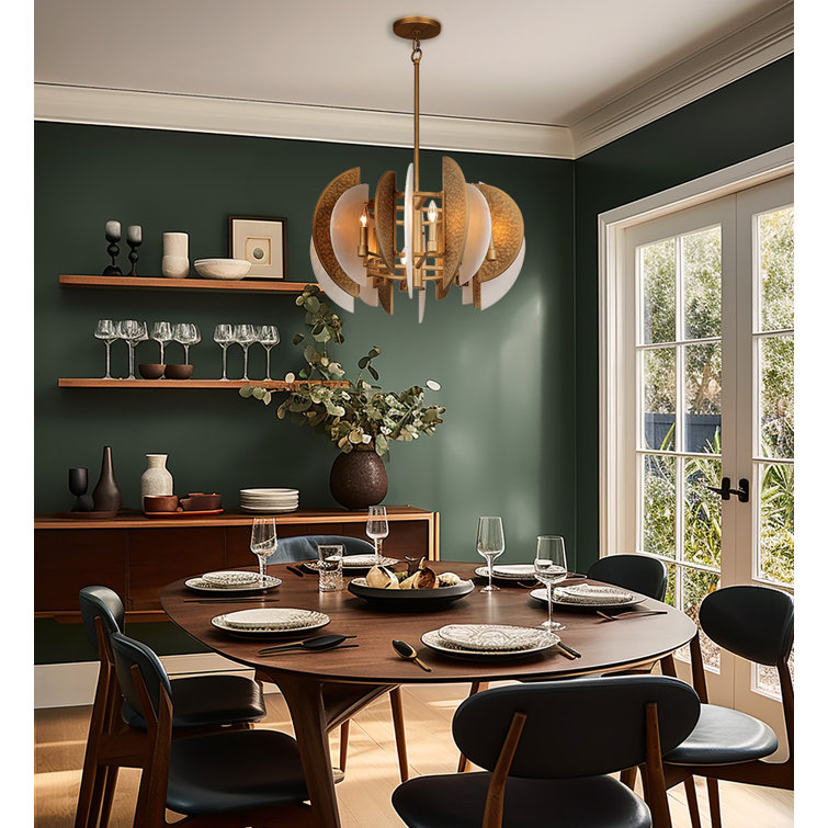 Ashen Gold 8-Light Chandelier with Alabaster Stone Shades
