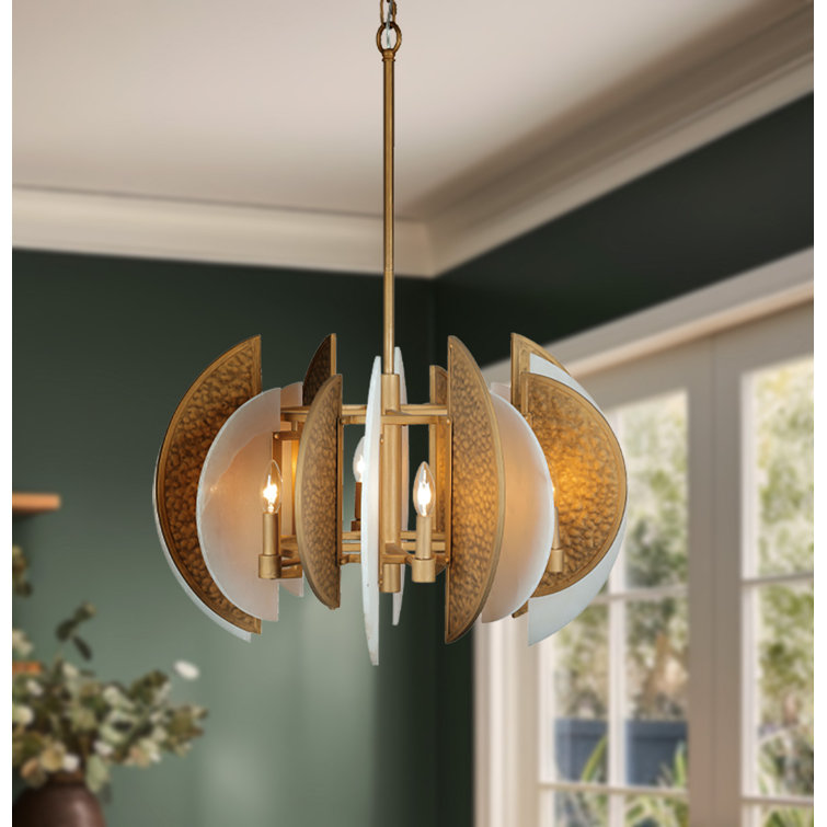 Ashen Gold 8-Light Chandelier with Alabaster Stone Shades