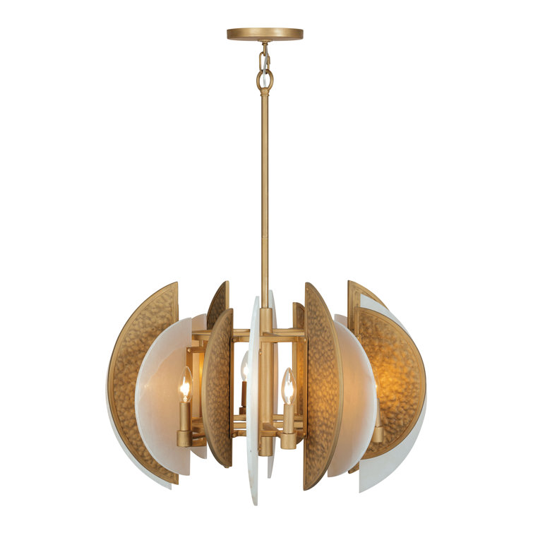 Ashen Gold 8-Light Chandelier with Alabaster Stone Shades