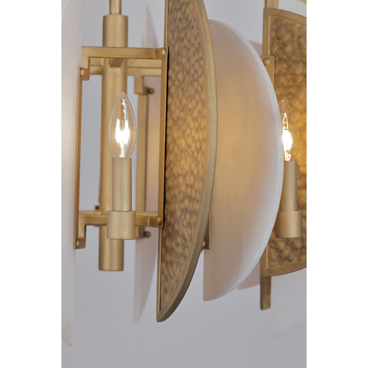 Ashen Gold 8-Light Chandelier with Alabaster Stone Shades