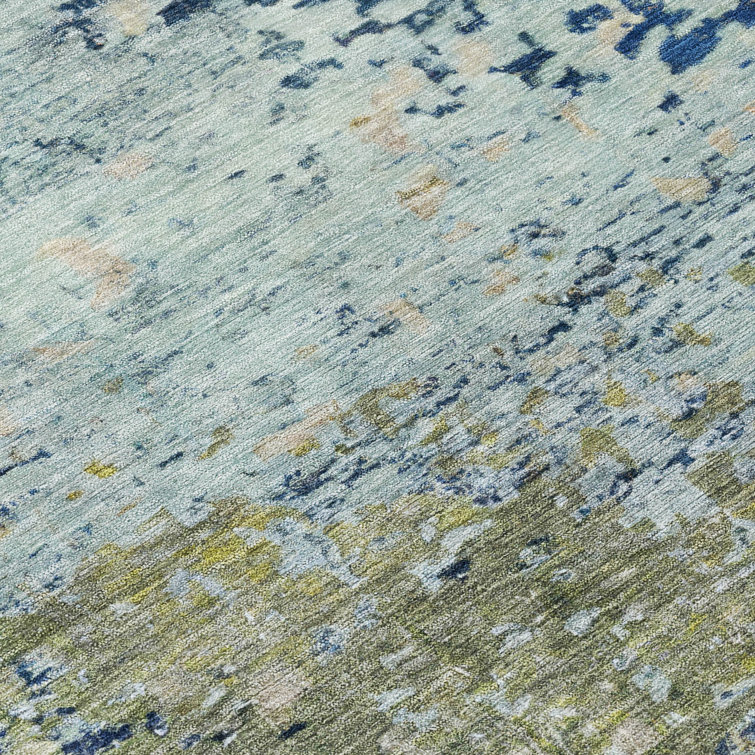 Blue Abstract 8' x 10' Synthetic Easy Care Area Rug
