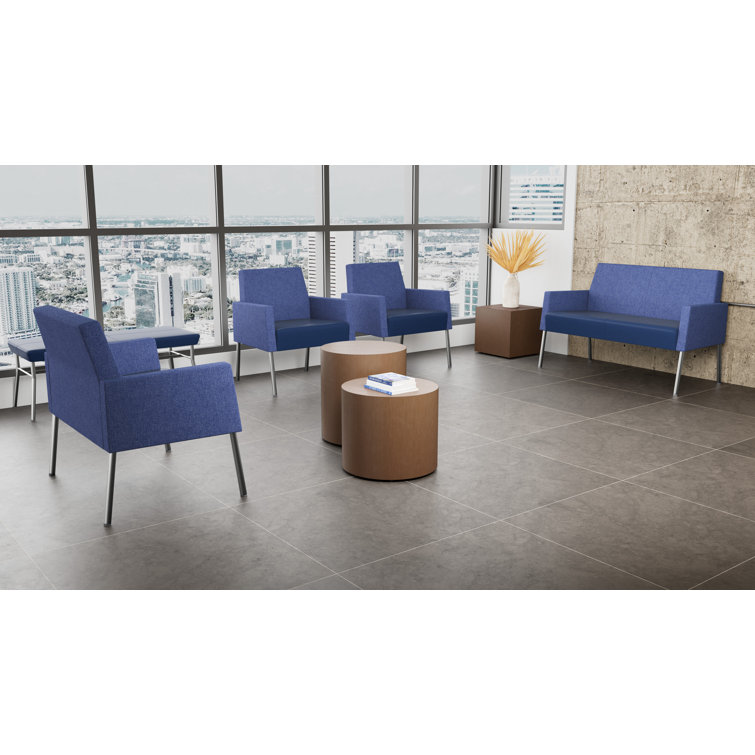 Modena Ink Fabric Charcoal Steel Reception Loveseat