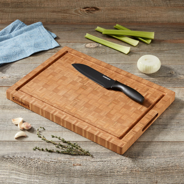 17" Reversible End Grain Bamboo Cutting Board with Handles